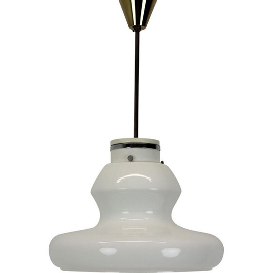 Image 1 of Lampada a sospensione vintage in vetro e ottone di Napako, Cecoslovacchia, 1960