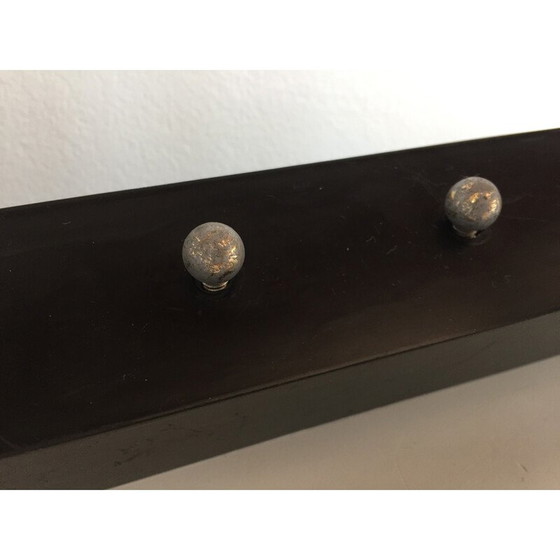 Image 1 of Lampada a sospensione asimmetrica vintage Space Age in metallo laccato nero e vetro modellato, 1970