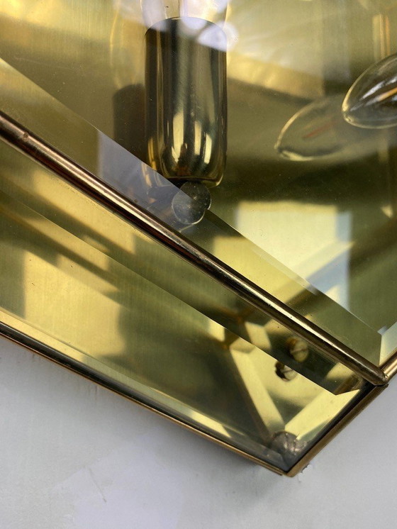 Image 1 of Set di vetro e ottone con taglio esagonale sfaccettato vintage