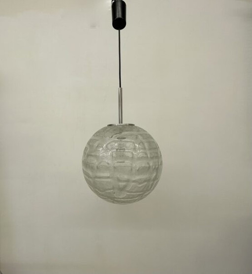 Mid century Doria leuchten glass hanging lamp , 1970’s