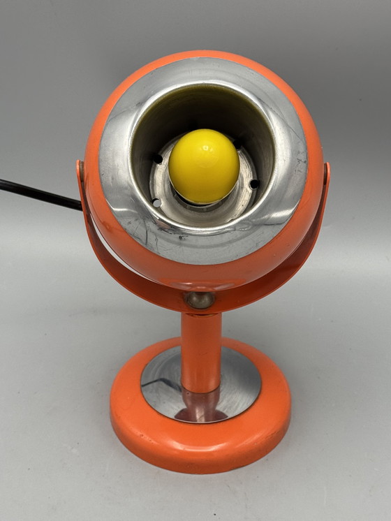 Image 1 of Vintage Space Age Orange Eyeball Wall Light, Table Lamp