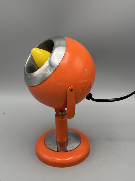 Image 1 of Vintage Space Age Orange Eyeball Wall Light, Table Lamp