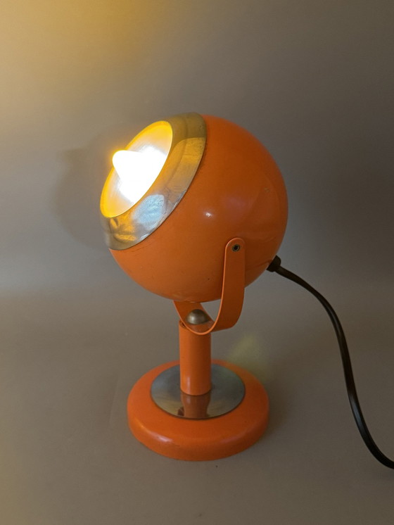 Image 1 of Vintage Space Age Orange Eyeball Wall Light, Table Lamp