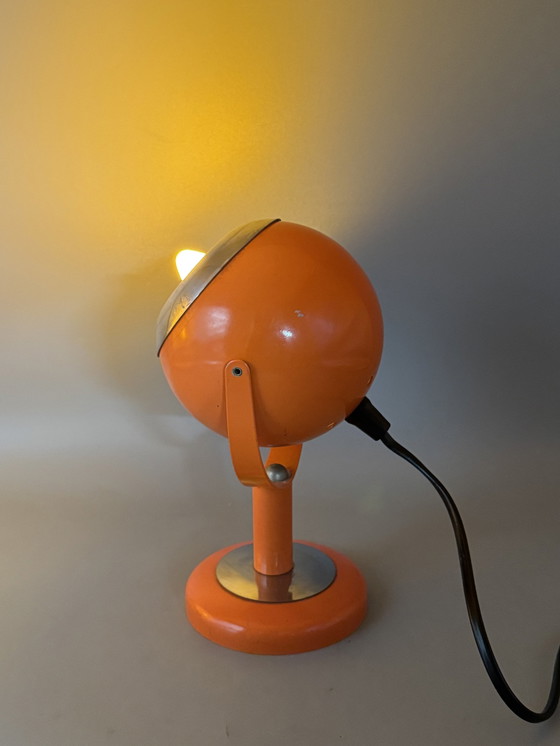 Image 1 of Vintage Space Age Orange Eyeball Wall Light, Table Lamp