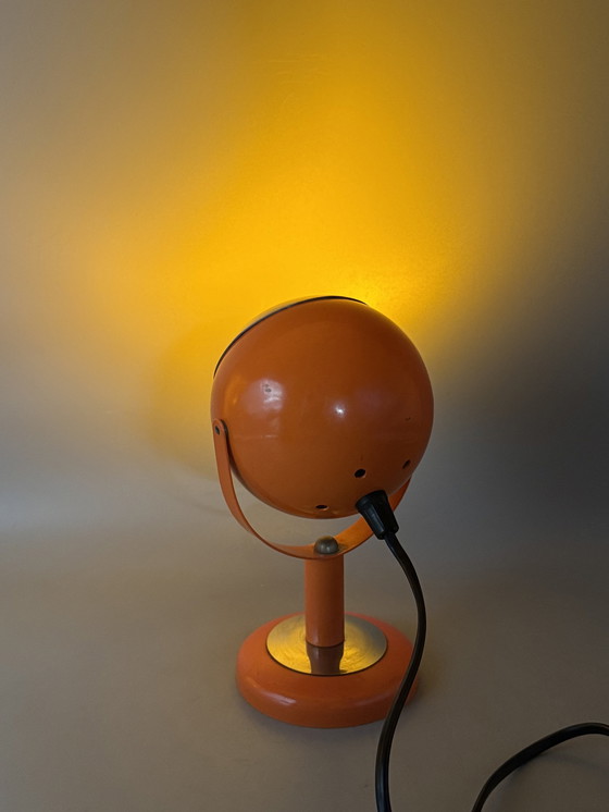 Image 1 of Vintage Space Age Orange Eyeball Wall Light, Table Lamp