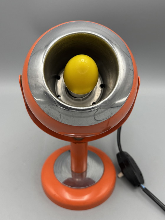 Image 1 of Vintage Space Age Orange Eyeball Wall Light, Table Lamp