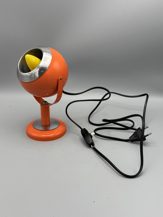 Image 1 of Vintage Space Age Orange Eyeball Wall Light, Table Lamp
