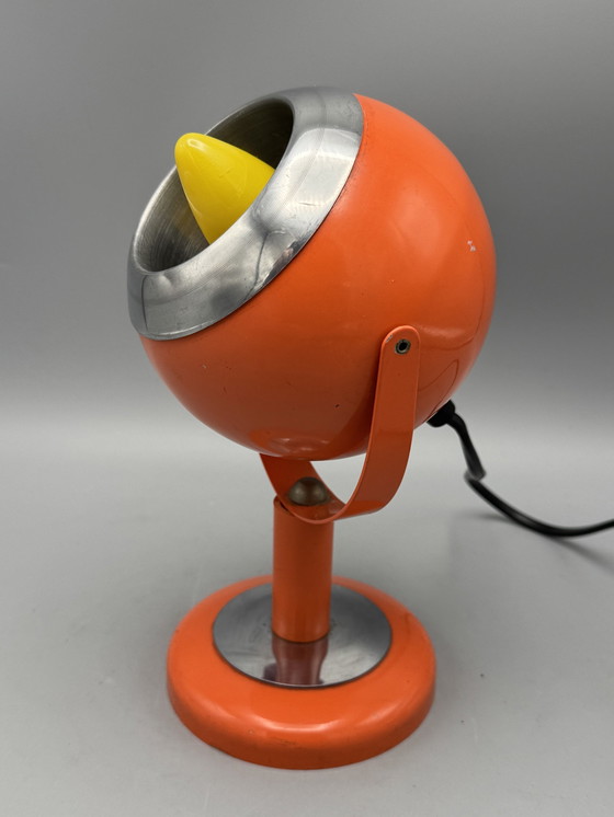 Image 1 of Vintage Space Age Orange Eyeball Wall Light, Table Lamp