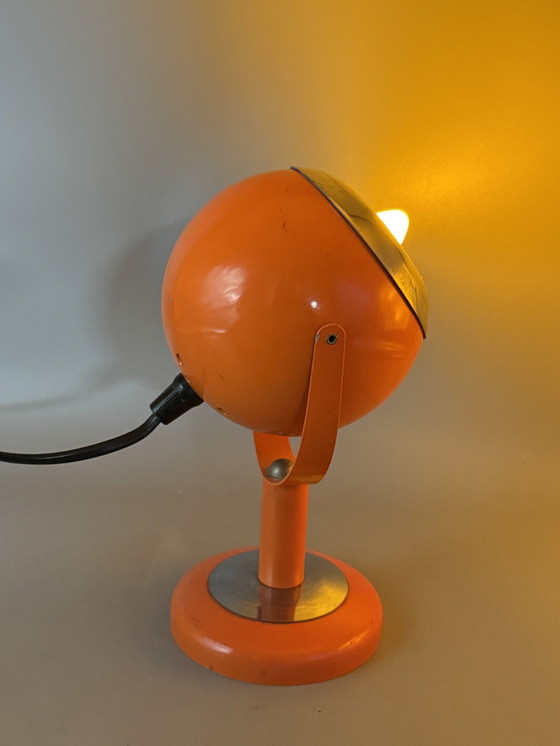 Image 1 of Vintage Space Age Orange Eyeball Wall Light, Table Lamp
