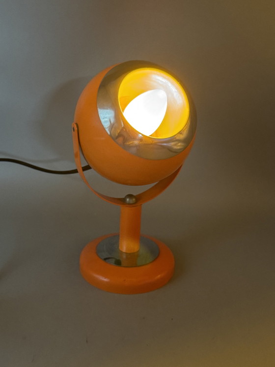 Image 1 of Vintage Space Age Orange Eyeball Wall Light, Table Lamp