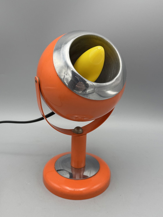 Image 1 of Vintage Space Age Orange Eyeball Wall Light, Table Lamp