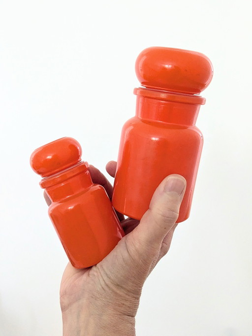 1970S Glass Jars | Orange | Pair Of Two