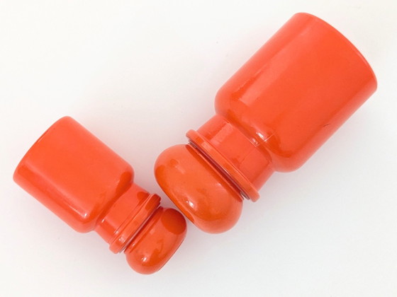 Image 1 of 1970S Glass Jars | Orange | Pair Of Two