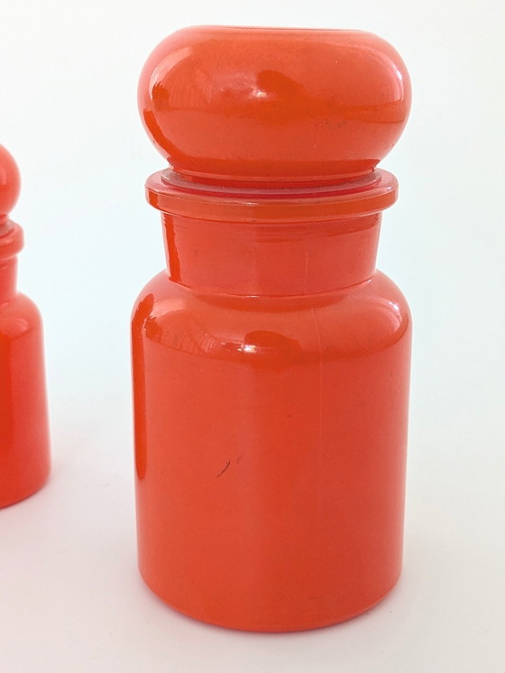 Image 1 of 1970S Glass Jars | Orange | Pair Of Two