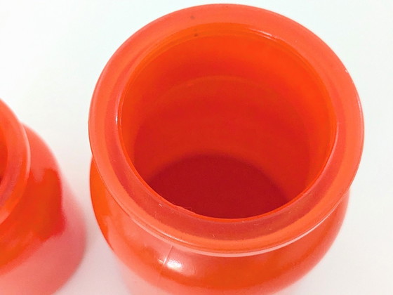 Image 1 of 1970S Glass Jars | Orange | Pair Of Two