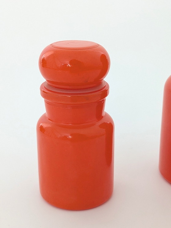 Image 1 of 1970S Glass Jars | Orange | Pair Of Two