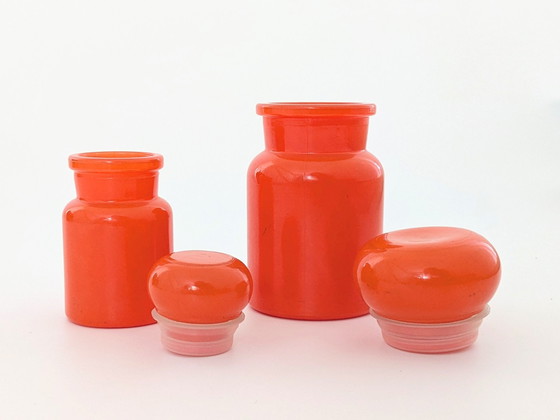 Image 1 of 1970S Glass Jars | Orange | Pair Of Two