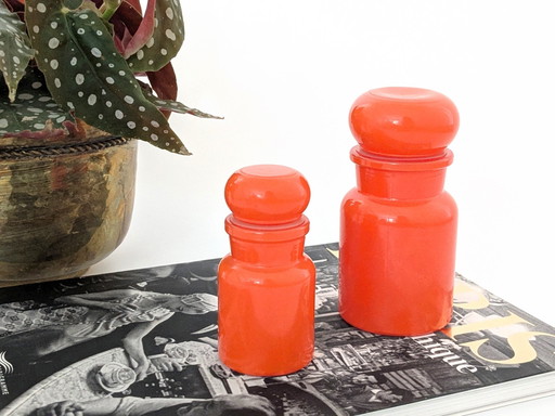 1970S Glass Jars | Orange | Pair Of Two