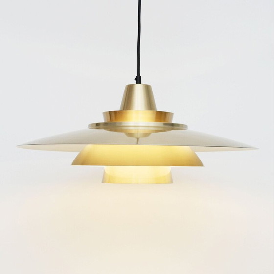 Image 1 of Lampada a sospensione vintage in ottone per Superlight, Danimarca 1970