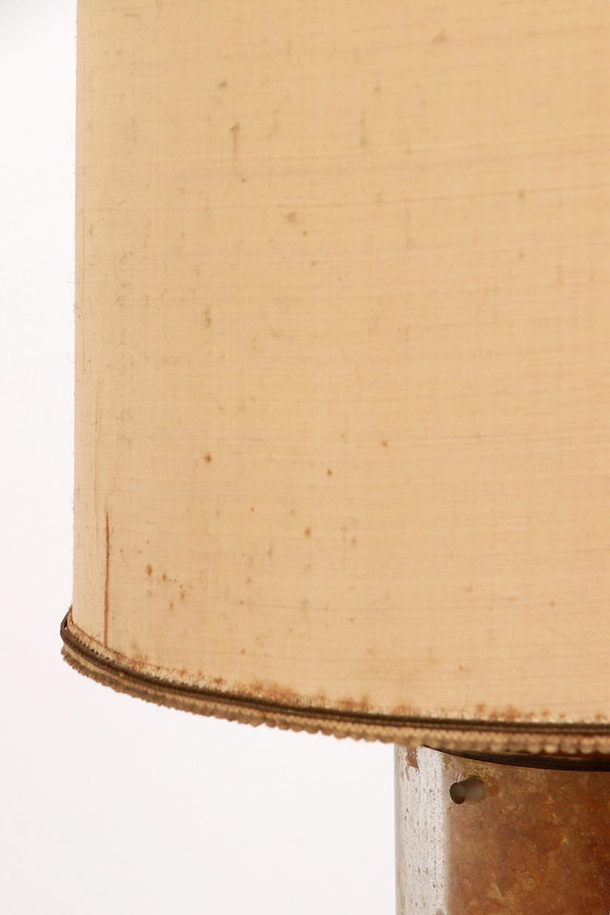 Image 1 of Brutalist Table Lamp Marble & Glass, Vintage 1980