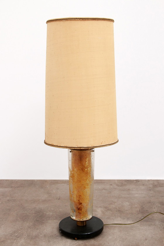 Image 1 of Brutalist Table Lamp Marble & Glass, Vintage 1980