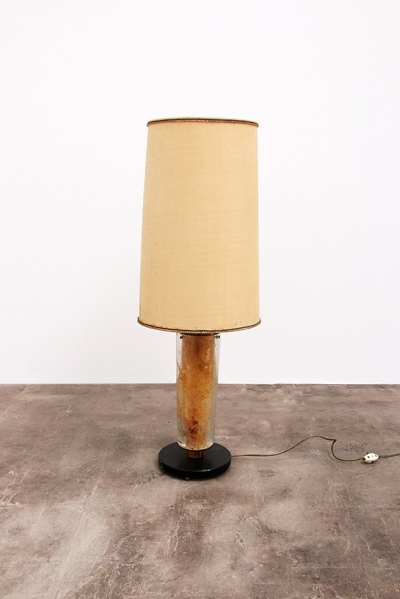 Image 1 of Brutalist Table Lamp Marble & Glass, Vintage 1980
