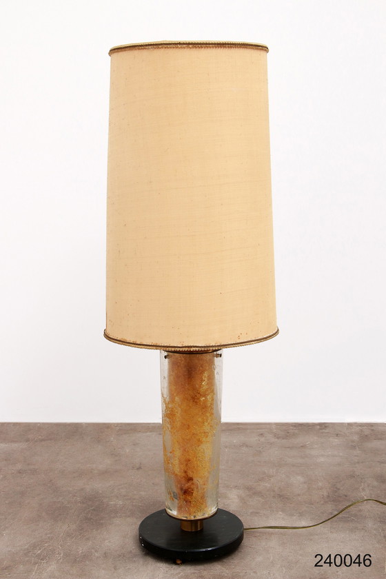 Image 1 of Brutalist Table Lamp Marble & Glass, Vintage 1980