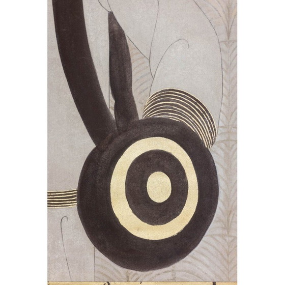 Image 1 of Vintage painting depicting a woman standing with her face in three-quarter view, France