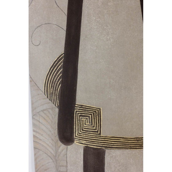 Image 1 of Vintage painting depicting a woman standing with her face in three-quarter view, France