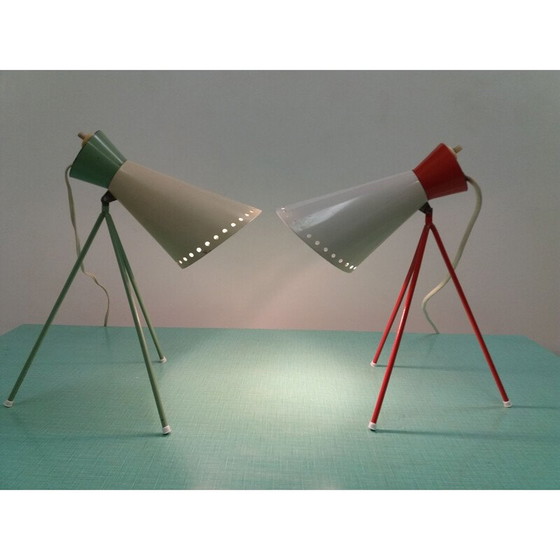 Image 1 of Lampada da tavolo vintage in metallo e vetro, Cecoslovacchia 1958