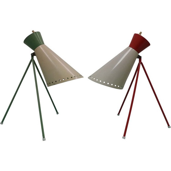 Image 1 of Lampada da tavolo vintage in metallo e vetro, Cecoslovacchia 1958