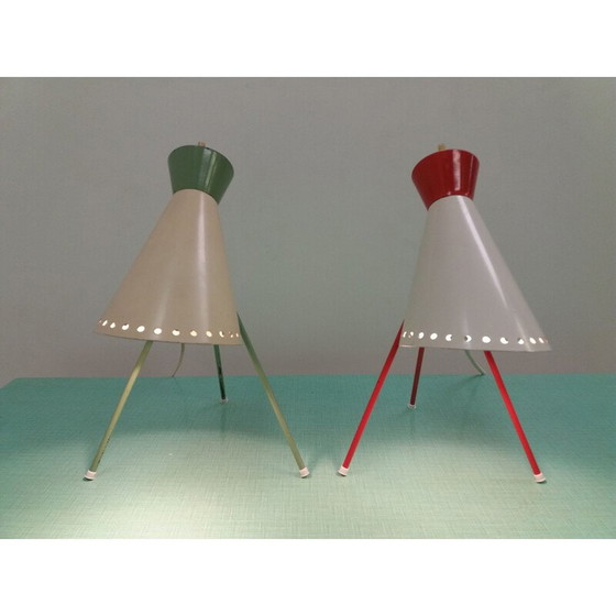 Image 1 of Lampada da tavolo vintage in metallo e vetro, Cecoslovacchia 1958