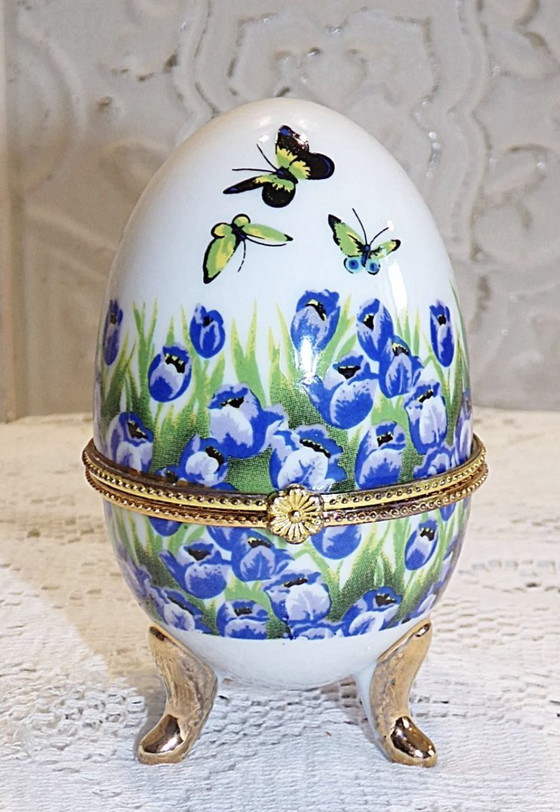 Image 1 of Fabergé Style Porcelain Egg On Feet