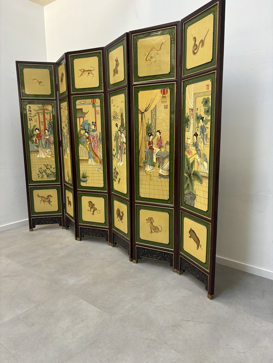 Image 1 of Oriental Paravan Folding Screen With 6 Shutters