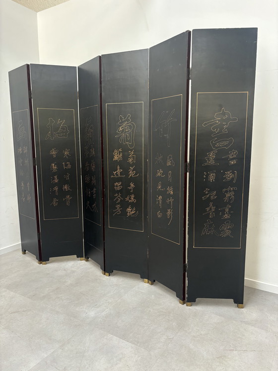 Image 1 of Oriental Paravan Folding Screen With 6 Shutters