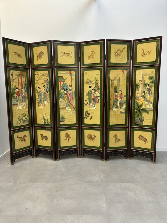 Image 1 of Oriental Paravan Folding Screen With 6 Shutters