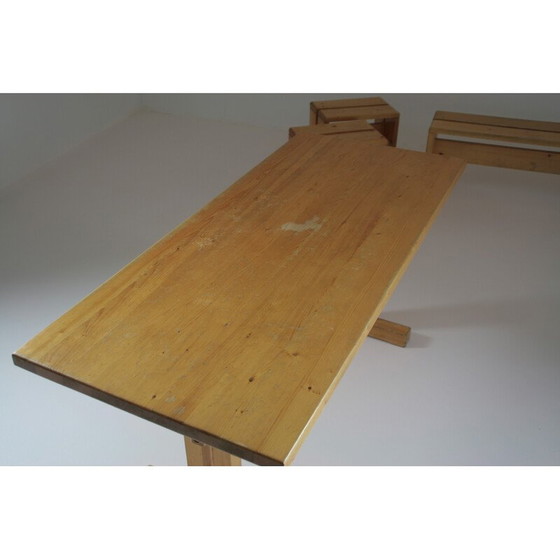 Image 1 of Vintage pine dining set, Perriand selection for Les Arcs, France 1960