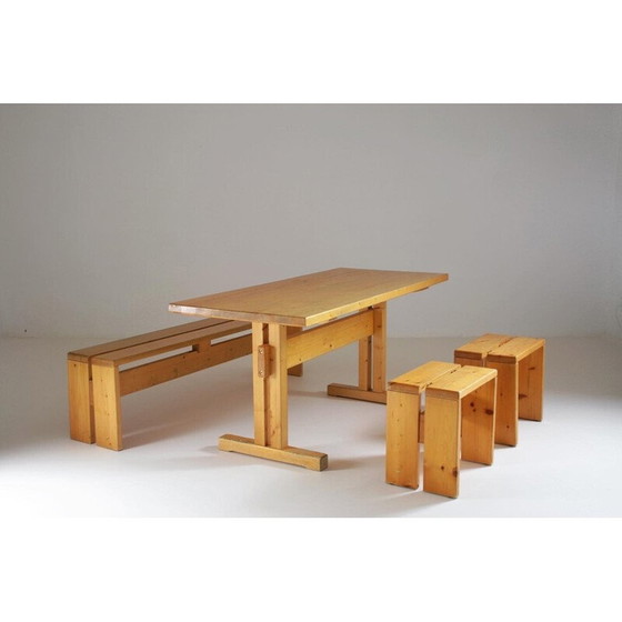 Image 1 of Vintage pine dining set, Perriand selection for Les Arcs, France 1960