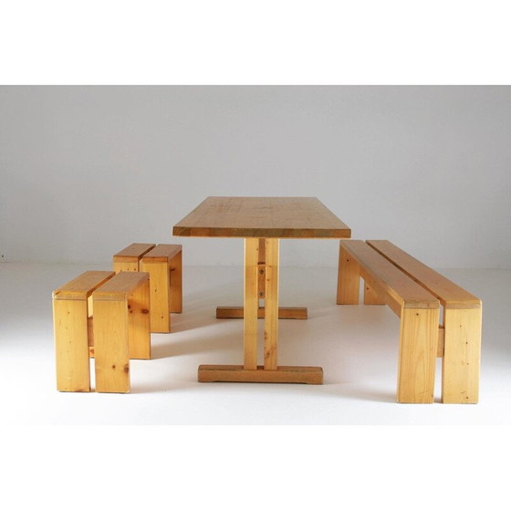 Image 1 of Vintage pine dining set, Perriand selection for Les Arcs, France 1960
