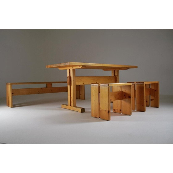 Image 1 of Vintage pine dining set, Perriand selection for Les Arcs, France 1960