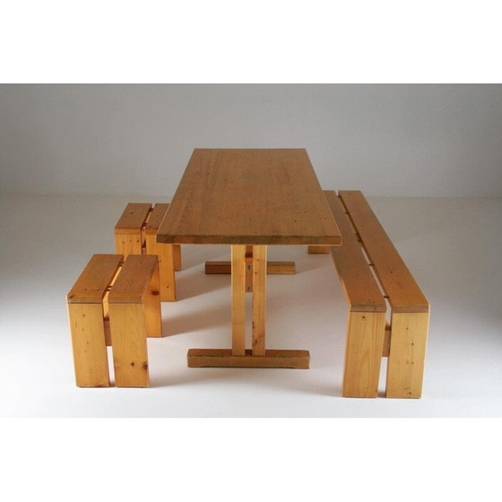 Image 1 of Vintage pine dining set, Perriand selection for Les Arcs, France 1960