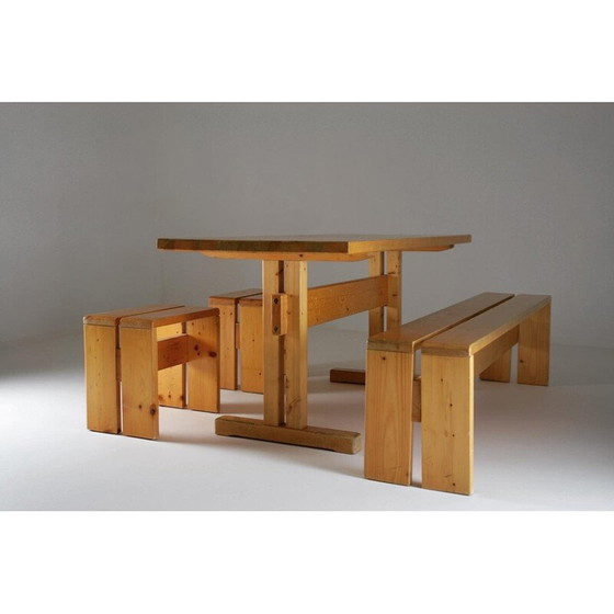 Image 1 of Vintage pine dining set, Perriand selection for Les Arcs, France 1960