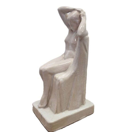 Image 1 of Art Deco Ceramic Statue Of A Naked Lady, 1930s