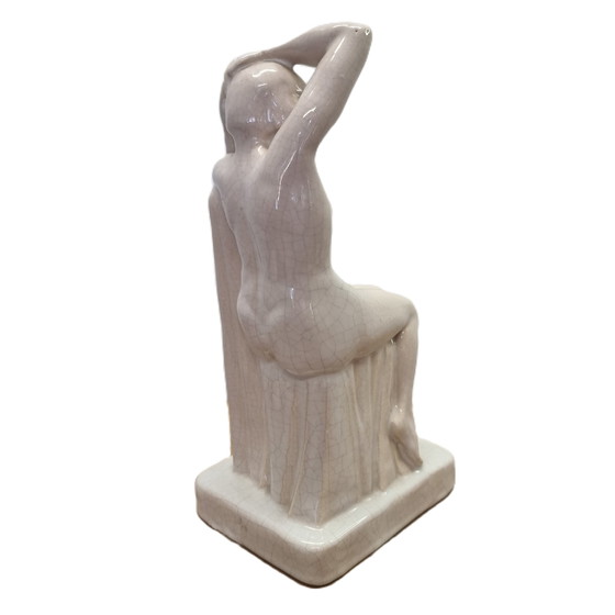 Image 1 of Art Deco Ceramic Statue Of A Naked Lady, 1930s