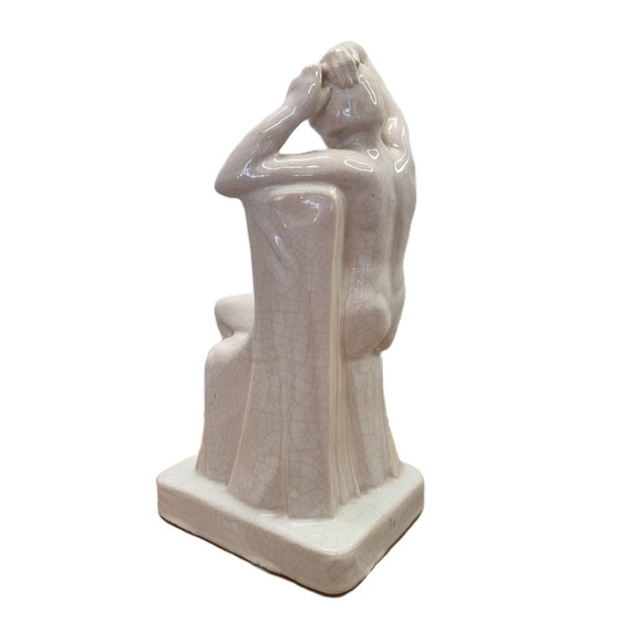 Image 1 of Art Deco Ceramic Statue Of A Naked Lady, 1930s