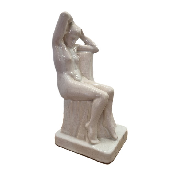 Image 1 of Art Deco Ceramic Statue Of A Naked Lady, 1930s