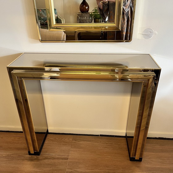 Image 1 of Romeo Rega Table d'appoint en laiton + miroir