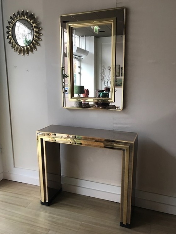 Image 1 of Romeo Rega Brass side table + mirror