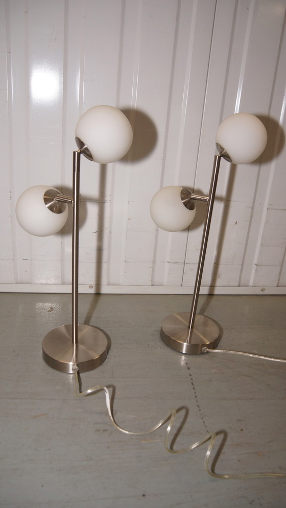 Image 1 of 2x Globe lampe de table acier inoxydable