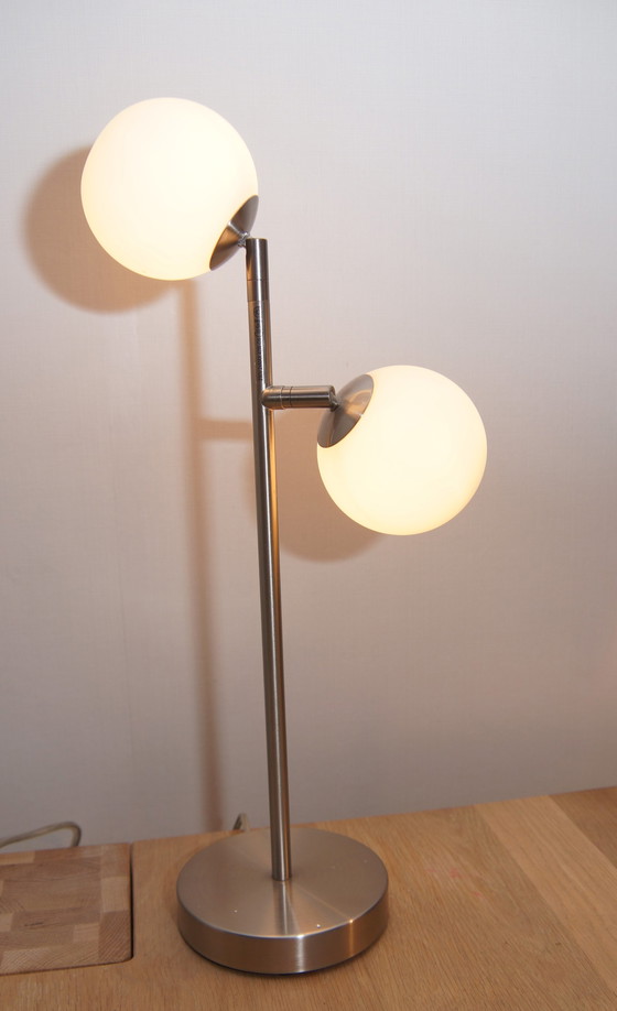 Image 1 of 2x Globe lampe de table acier inoxydable